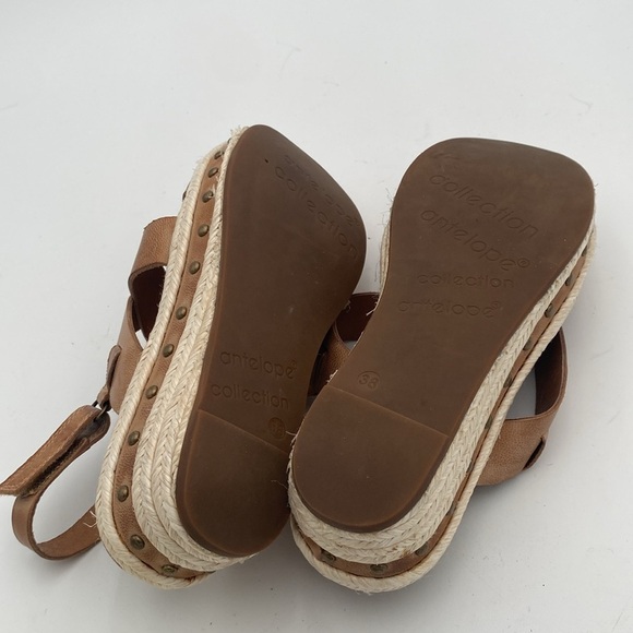 Antelope Brown Espadrille Sandals platform wedge 38 casual office vacation Y2K - Picture 9 of 11
